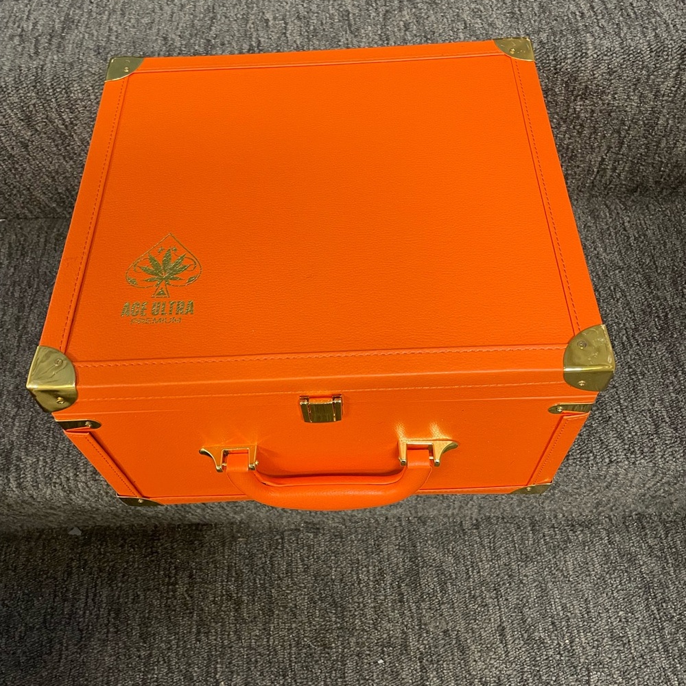 Ace Ultra Orange Storage Tote with Gold Accents